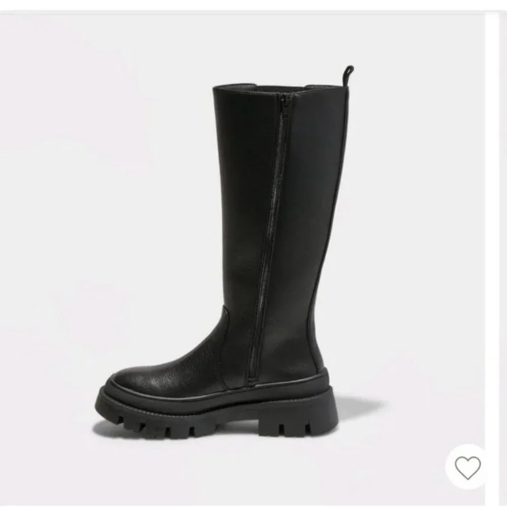 EUC a new day Corene Tall, Black Chunky Lug Sole Boots